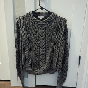 Evereve Charcoal Cable Knit Crew Sweater